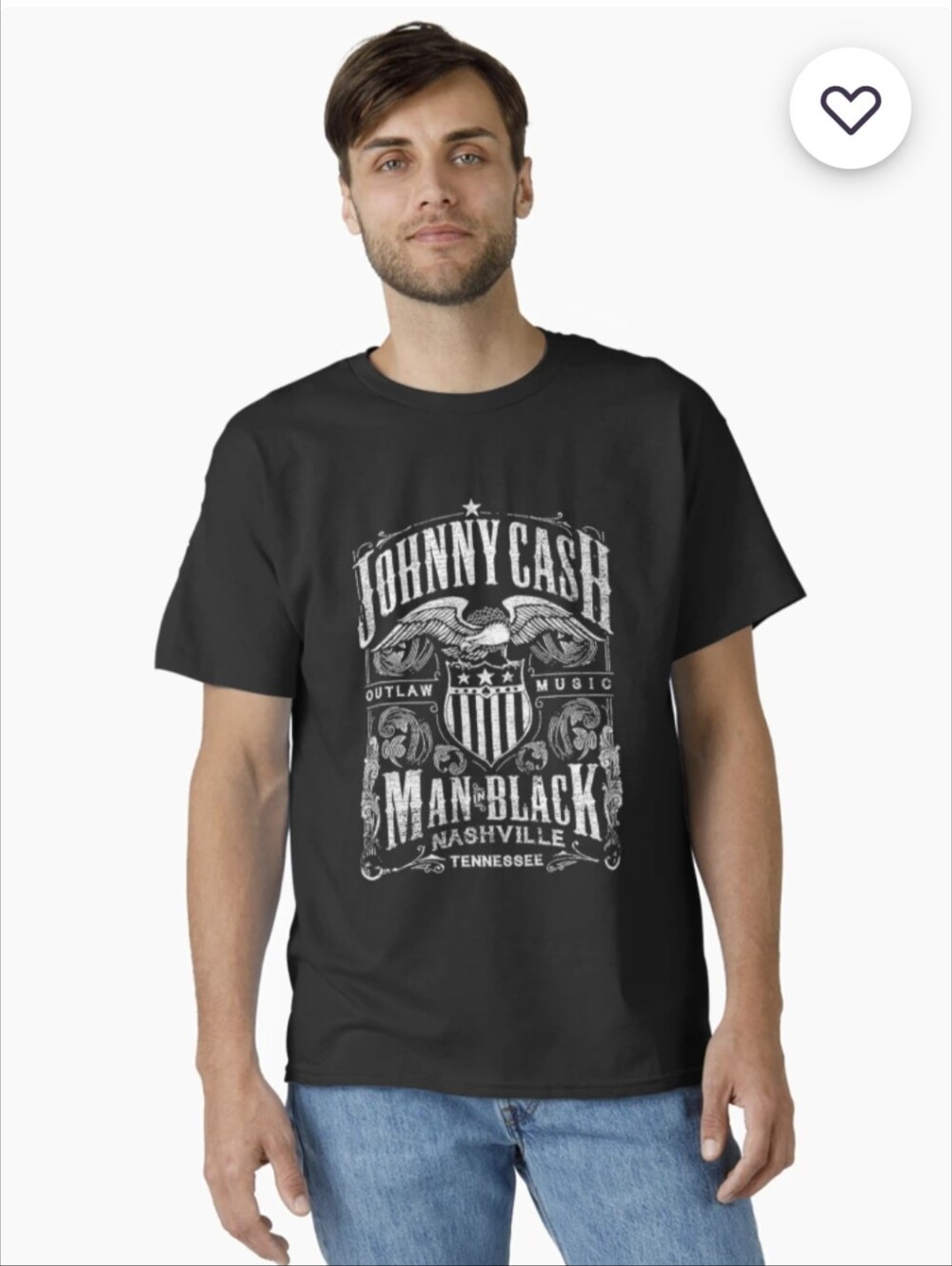 Spencer's Johnny Cash Outlaw Music Man in Black Small Nashville Graphic Tee